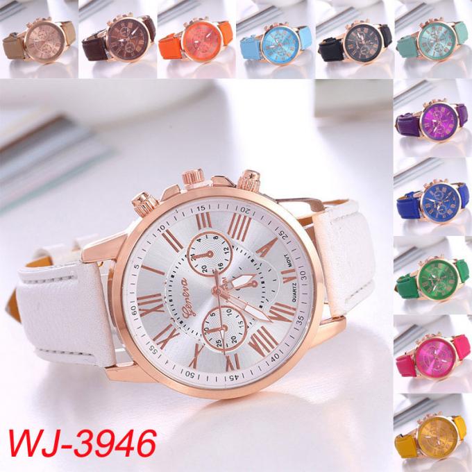 Signora porpora Leather Watch della cassa per orologi della lega del regalo di buona qualità della donna di modo WJ-8455